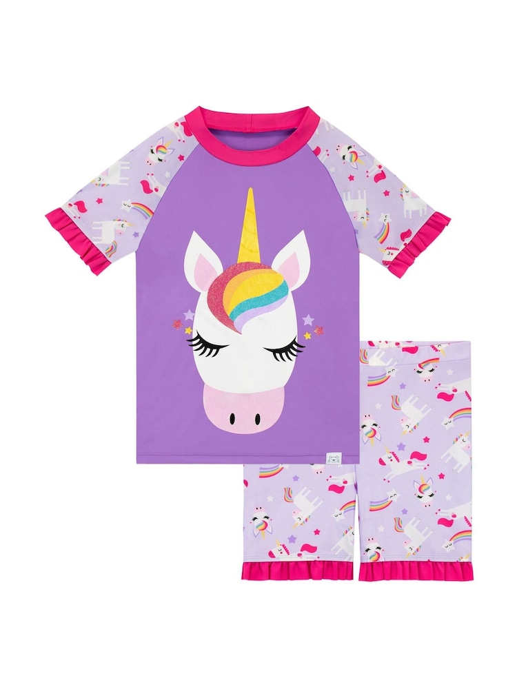 Harry Bear Purple Unicorn Top & Short Swim Set - Image 1 of 5