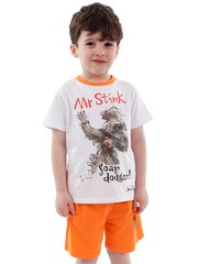 Character White David Walliams Mr Stink 100% Cotton Top and Shorts Set - Image 1 of 8
