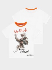 Character White David Walliams Mr Stink 100% Cotton Top and Shorts Set - Image 6 of 8