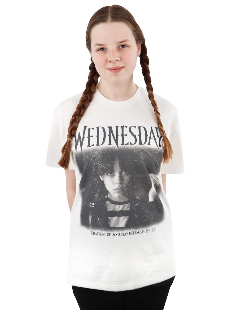 Character White 100% Cotton Wednesday T-Shirt - Image 1 of 5