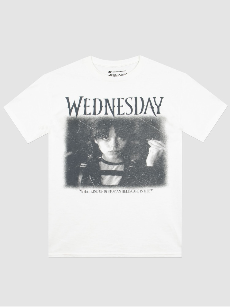 Character White 100% Cotton Wednesday T-Shirt - Image 2 of 5