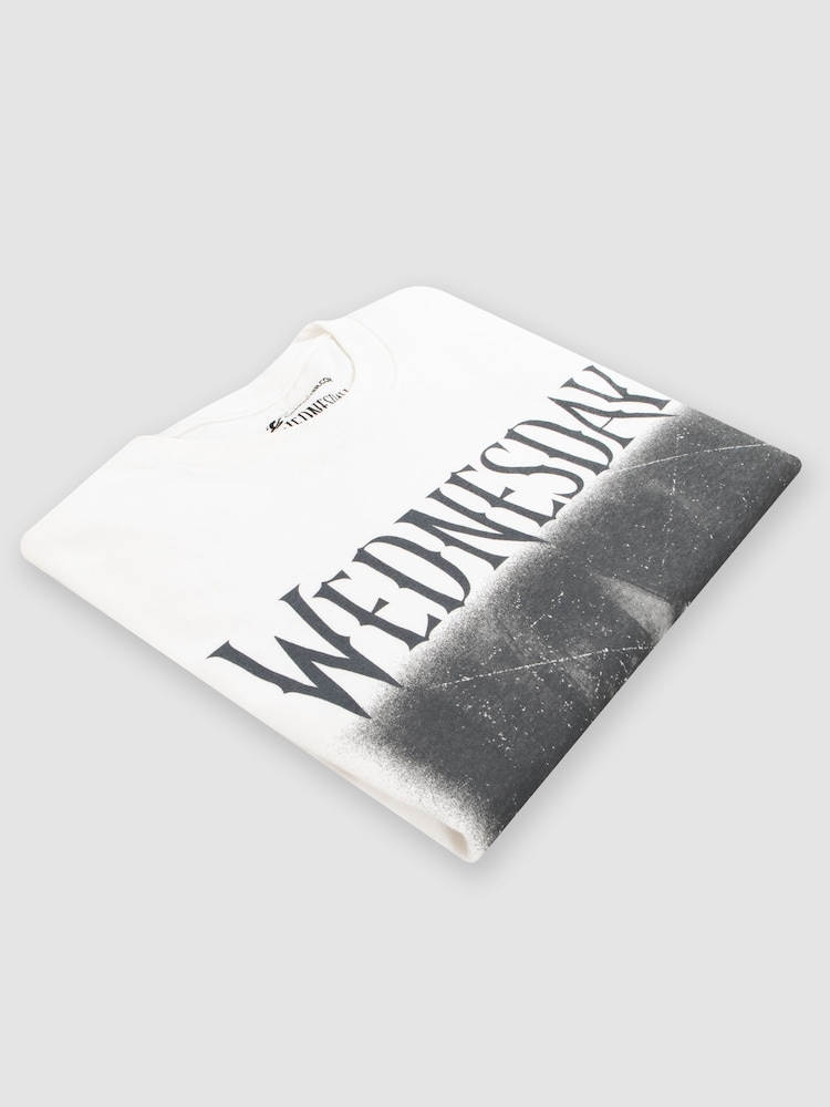 Character White 100% Cotton Wednesday T-Shirt - Image 5 of 5