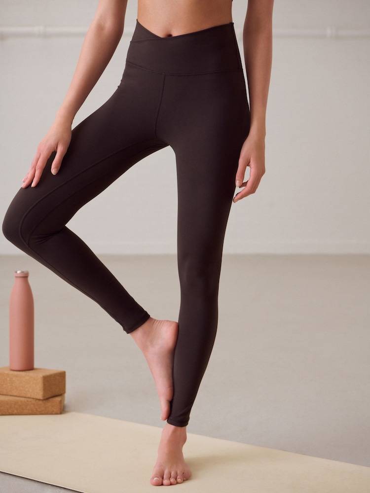 Chocolate Brown Balance Wrap Front Yoga Leggings - Image 1 of 7