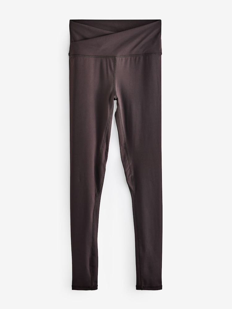 Chocolate Brown Balance Wrap Front Yoga Leggings - Image 5 of 7