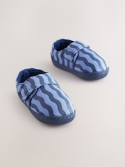 Blue Stripe Touch Fastening Cupsole Slippers - Image 1 of 5
