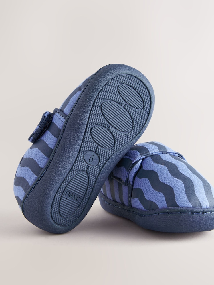 Blue Stripe Touch Fastening Cupsole Slippers - Image 5 of 5