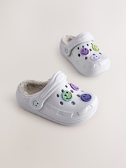 Grey Happy Face Lined Clogs Slippers - Image 1 of 5