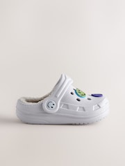 Grey Happy Face Lined Clogs Slippers - Image 2 of 5