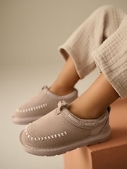 Neutral Suede Stitch Mules - Image 1 of 8