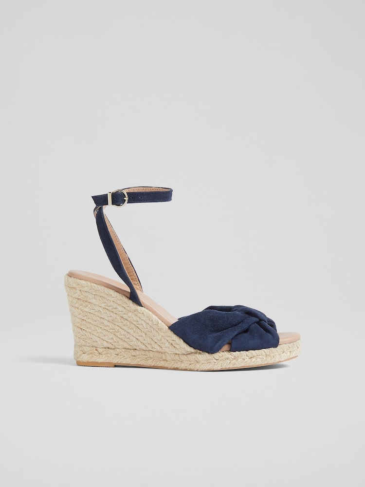 LK Bennett Blue Angela Suede Espadrille Sandals - Image 1 of 4