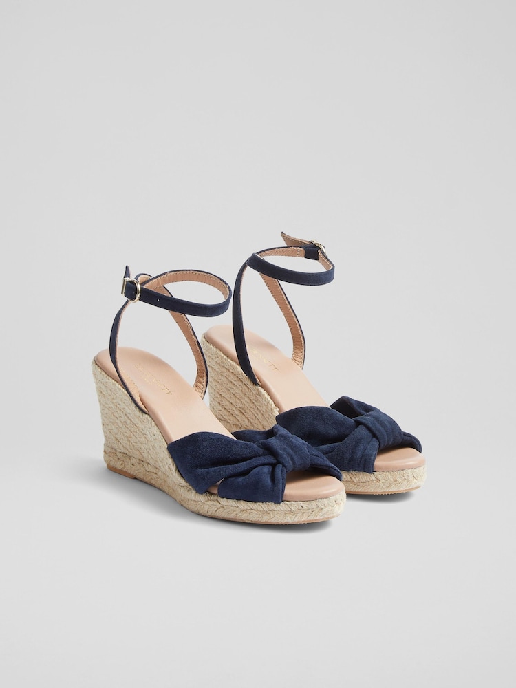 LK Bennett Blue Angela Suede Espadrille Sandals - Image 2 of 4
