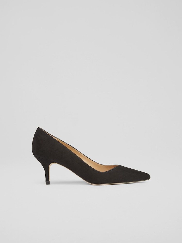 črna - LK Bennett Farah Suede Asymmetric čevelj ali škorenj z visoko, ozko peto, ukrivljeno pod čevelj Courts - Slika 1 iz 4