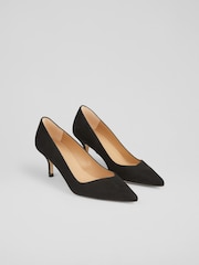 črna - LK Bennett Farah Suede Asymmetric čevelj ali škorenj z visoko, ozko peto, ukrivljeno pod čevelj Courts - Slika 2 iz 4