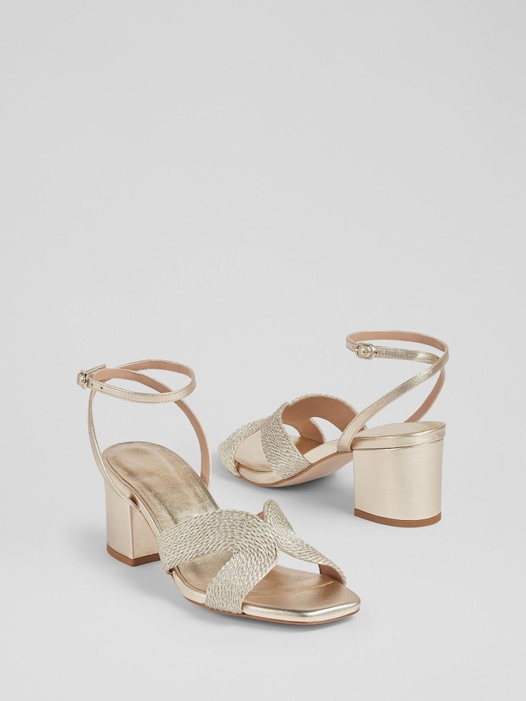 LK Bennett Stella Woven Leather 100% Cotton Sandals - Image 3 of 3