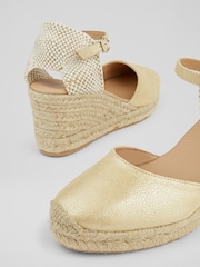 LK Bennett Gold Marissa Leather Ankle Strap Espadrilles - Image 4 of 4