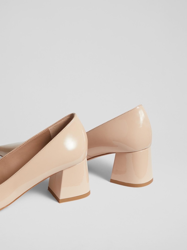 LK Bennett Sloane Patent Leather Block čevlji z visoko peto Courts - Slika 4 iz 4