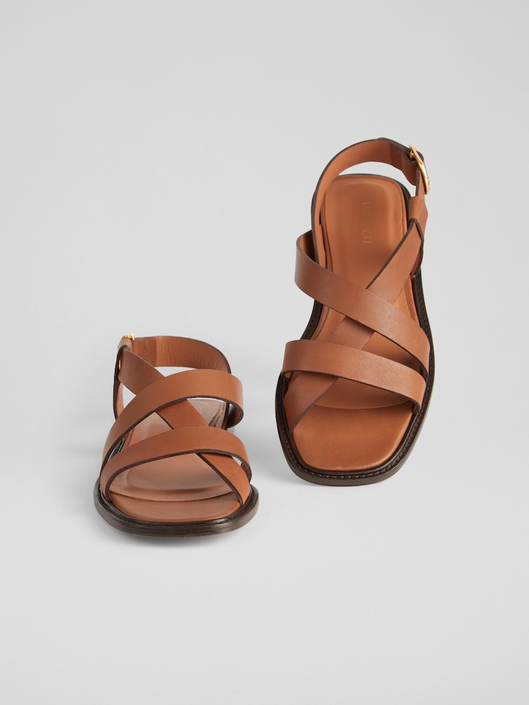 LK Bennett Brown Chocolate Leather Telma Flat Sandals - Image 2 of 3