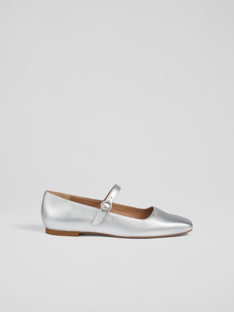 LK Bennett Silver Willow Leather Mary Jane Flats - Image 1 of 4