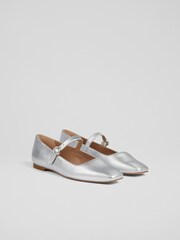 LK Bennett Silver Willow Leather Mary Jane Flats - Image 2 of 4