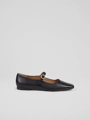 LK Bennett Black Leather Willow Mary Jane Flats - Image 1 of 4