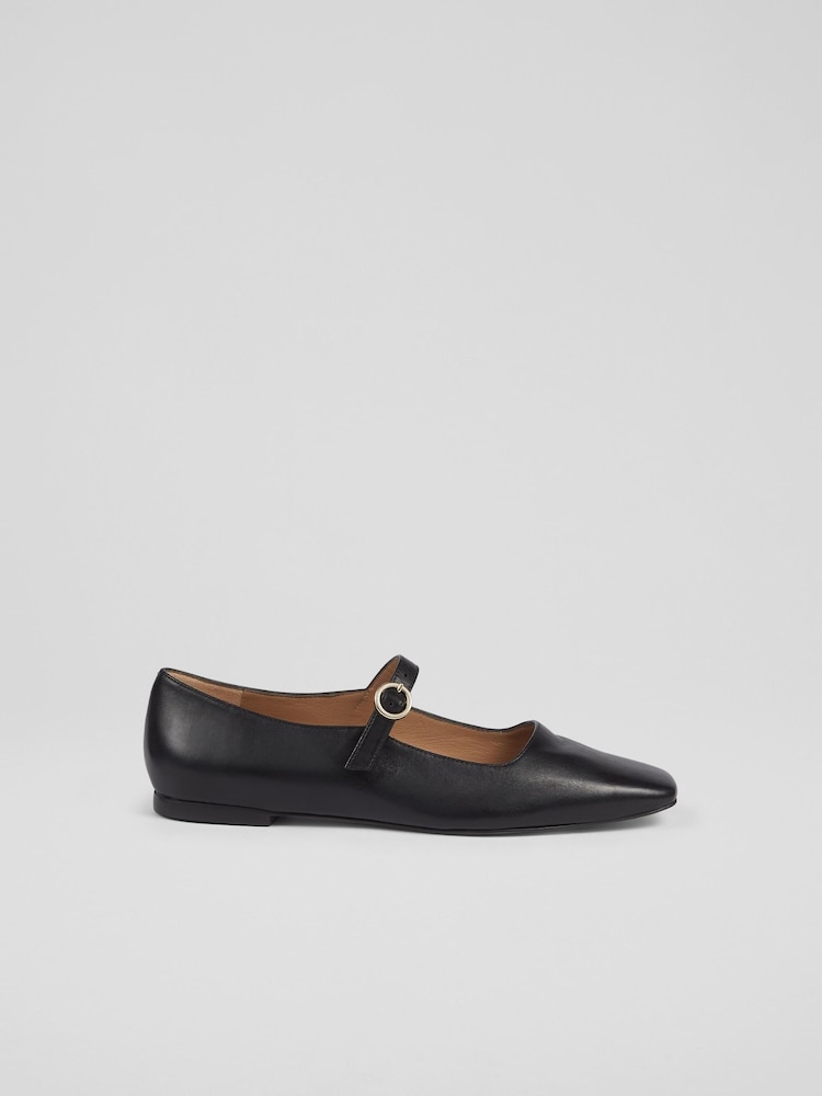 LK Bennett Black Leather Willow Mary Jane Flats - Image 1 of 4