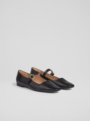 LK Bennett Black Leather Willow Mary Jane Flats - Image 2 of 4