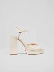LK Bennett Natural Rosa Leather Platform Sandals - Image 1 of 4