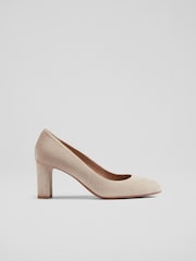 LK Bennett Beige Natural Winola Suede Round Toe Courts - Image 1 of 4