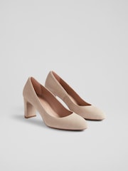 LK Bennett Beige Natural Winola Suede Round Toe Courts - Image 2 of 4