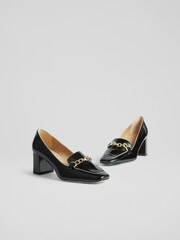 LK Bennett Black Crinkle Patent Leather Johan Snaffle Courts - Image 3 of 4