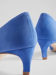 LK Bennett Blue Ava Suede Kitten Heel Courts - Image 4 of 4