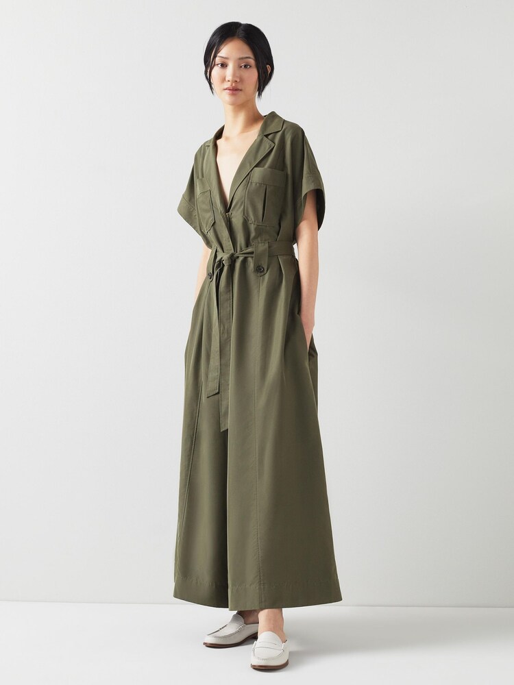 LK Bennett Green Isla Utility Wide Leg Jumpsuit - Image 2 of 4