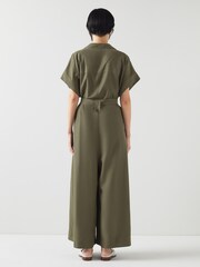 LK Bennett Green Isla Utility Wide Leg Jumpsuit - Image 3 of 4