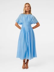 Forever New Blue Eve Seam Detail Midi Dress with a touch of Linen - Image 1 of 4