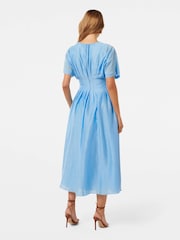 Forever New Blue Eve Seam Detail Midi Dress with a touch of Linen - Image 4 of 4