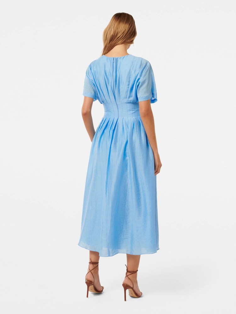 Forever New Blue Eve Seam Detail Midi Dress with a touch of Linen - Image 4 of 4
