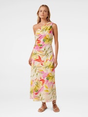 Forever New Cream Pure Linen Elle One Shoulder Midi Dress - Image 1 of 4