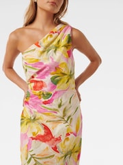Forever New Cream Pure Linen Elle One Shoulder Midi Dress - Image 2 of 4
