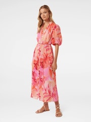 Forever New Pink Loren Puff Sleeves Midi Dress - Image 3 of 4