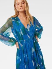 Forever New Blue August Printed Plisse Midi Dress - Image 2 of 4