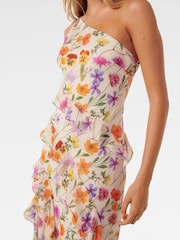 Forever New Cream Belle One Shoulder Ruffle Dress with a touch of Linen - Image 2 of 4