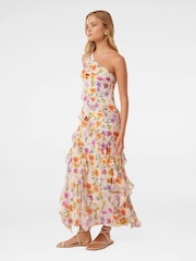 Forever New Cream Belle One Shoulder Ruffle Dress with a touch of Linen - Image 3 of 4