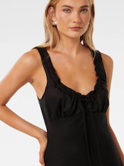 Forever New Black Pure Linen Etta Bow Tie Midi Dress - Image 2 of 4