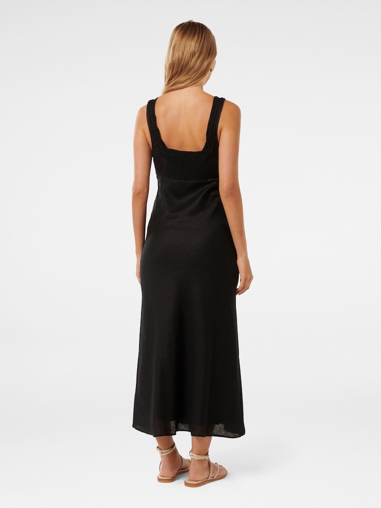 Forever New Black Pure Linen Etta Bow Tie Midi Dress - Image 4 of 4