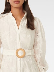 Forever New White Autumn Embroidered Midi Dress contains Linen - Image 2 of 4