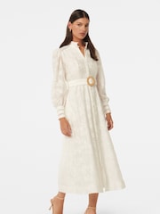 Forever New White Autumn Embroidered Midi Dress contains Linen - Image 3 of 4