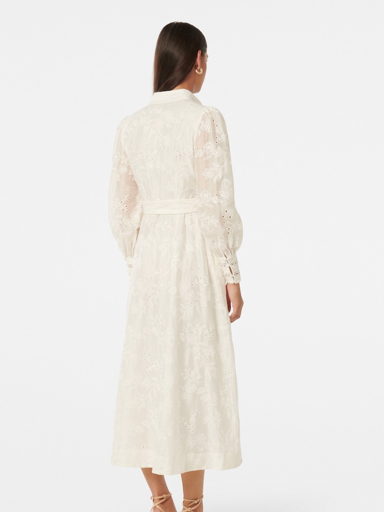 Forever New White Autumn Embroidered Midi Dress contains Linen - Image 4 of 4
