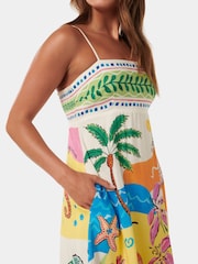Forever New Cream Amari Midi Dress contains Linen - Image 2 of 4