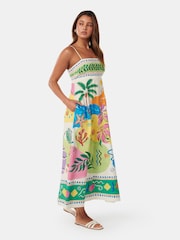Forever New Cream Amari Midi Dress contains Linen - Image 3 of 4