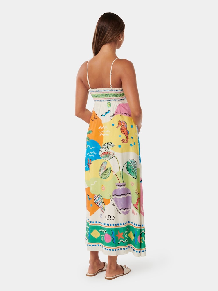 Forever New Cream Amari Midi Dress contains Linen - Image 4 of 4